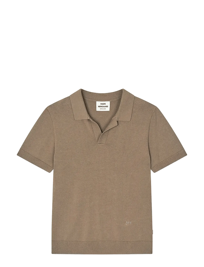 Mads Nørgaard - Cotton Knit Pelle Polo Tee - kortærmede poloer - walnut - 1