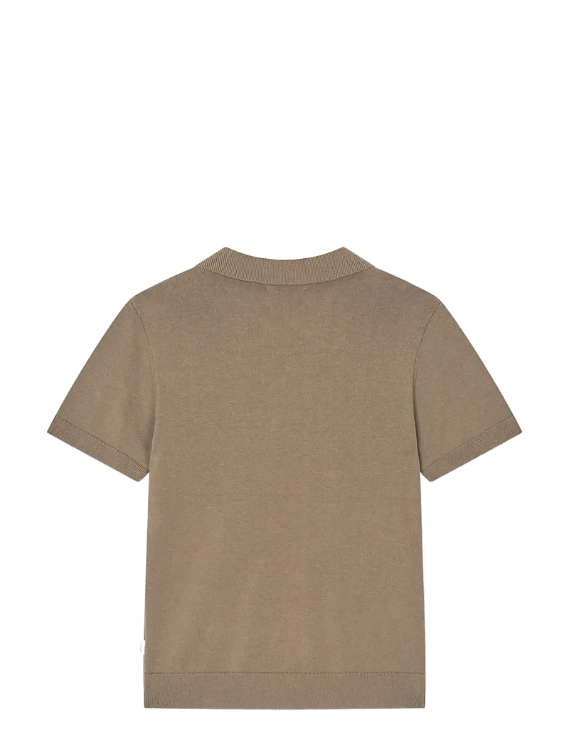 Mads Nørgaard - Cotton Knit Pelle Polo Tee - kortærmede poloer - walnut - 2