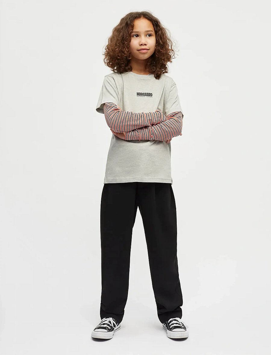 Mads Nørgaard - Printed Logo Thorlino Tee - kurzärmelige - grey melange - 0