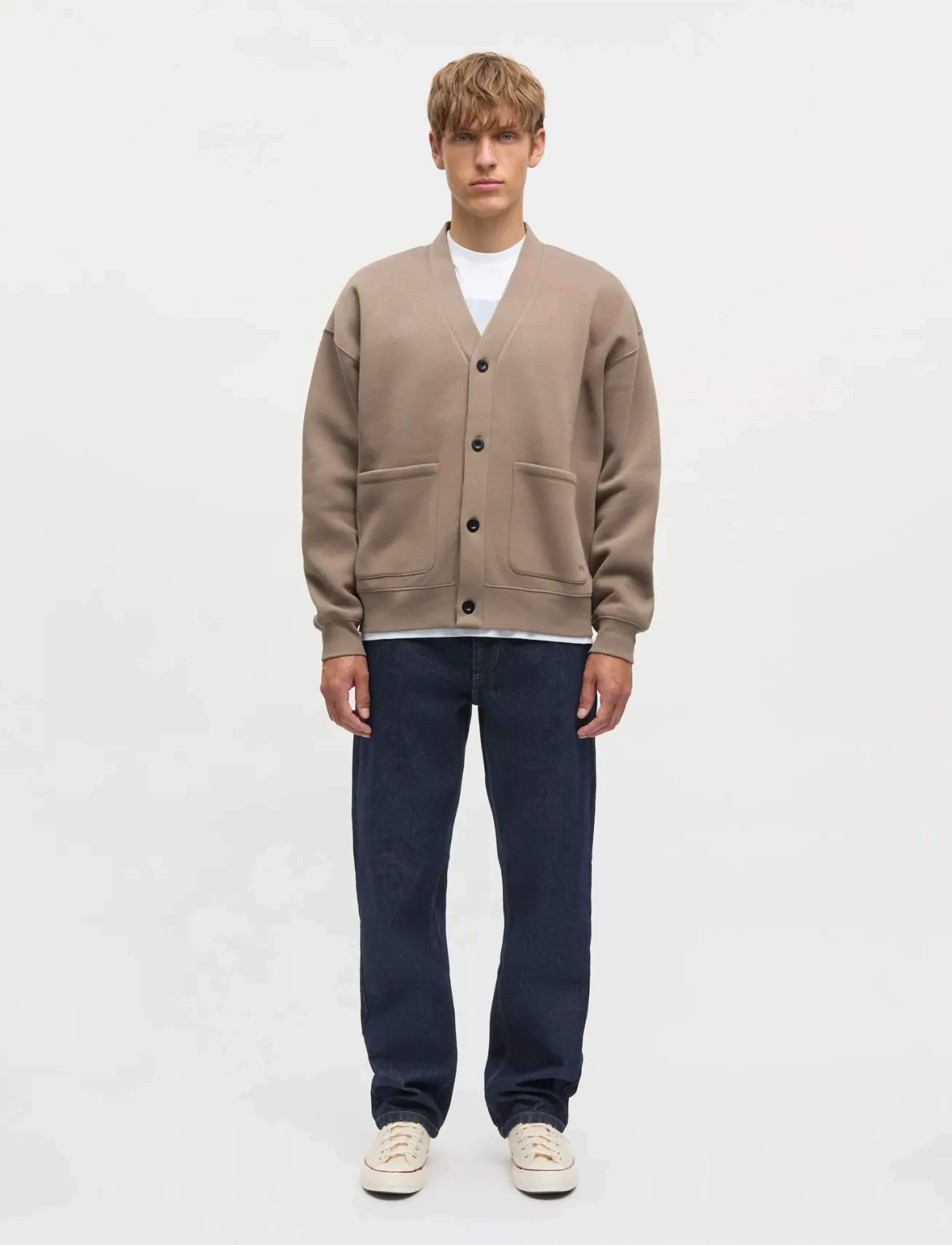 Mads Nørgaard Standard Novak Cardigan Sweat, Mænd, Sweat Cardigan, Brun, Str: S