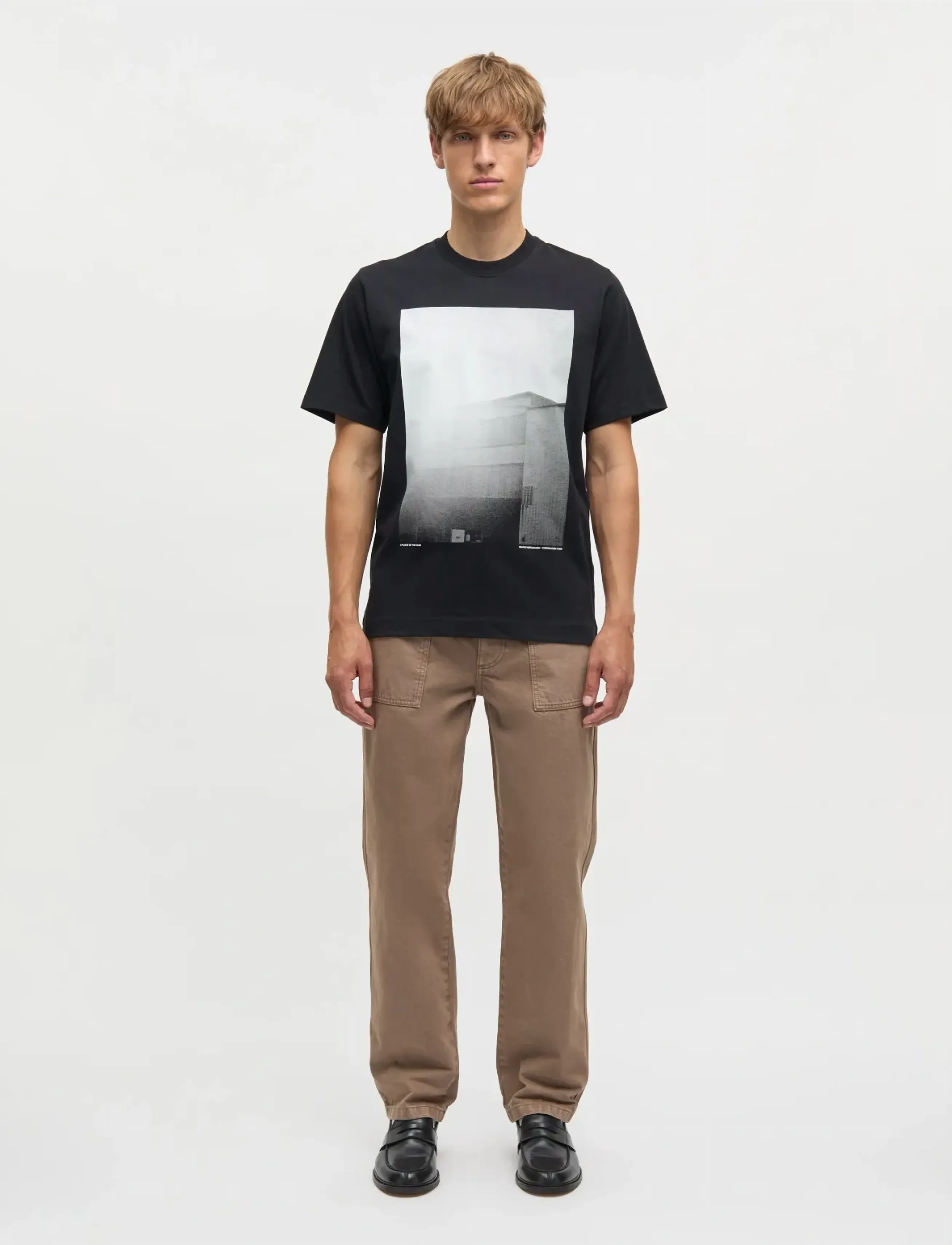 Mads Nørgaard Cotton Jersey Frode Building Tee - 4 for 3 - BLACK / black