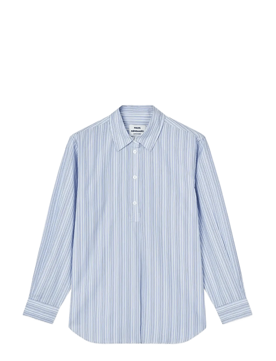 Mads Nørgaard - Mia Poplin Shelby Shirt - chemises à manches longues - pinstripe/provence - 1