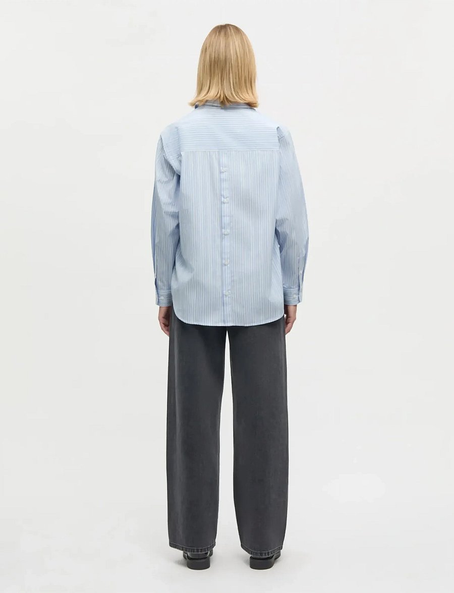 Mads Nørgaard - Mia Poplin Shelby Shirt - chemises à manches longues - pinstripe/provence - 2