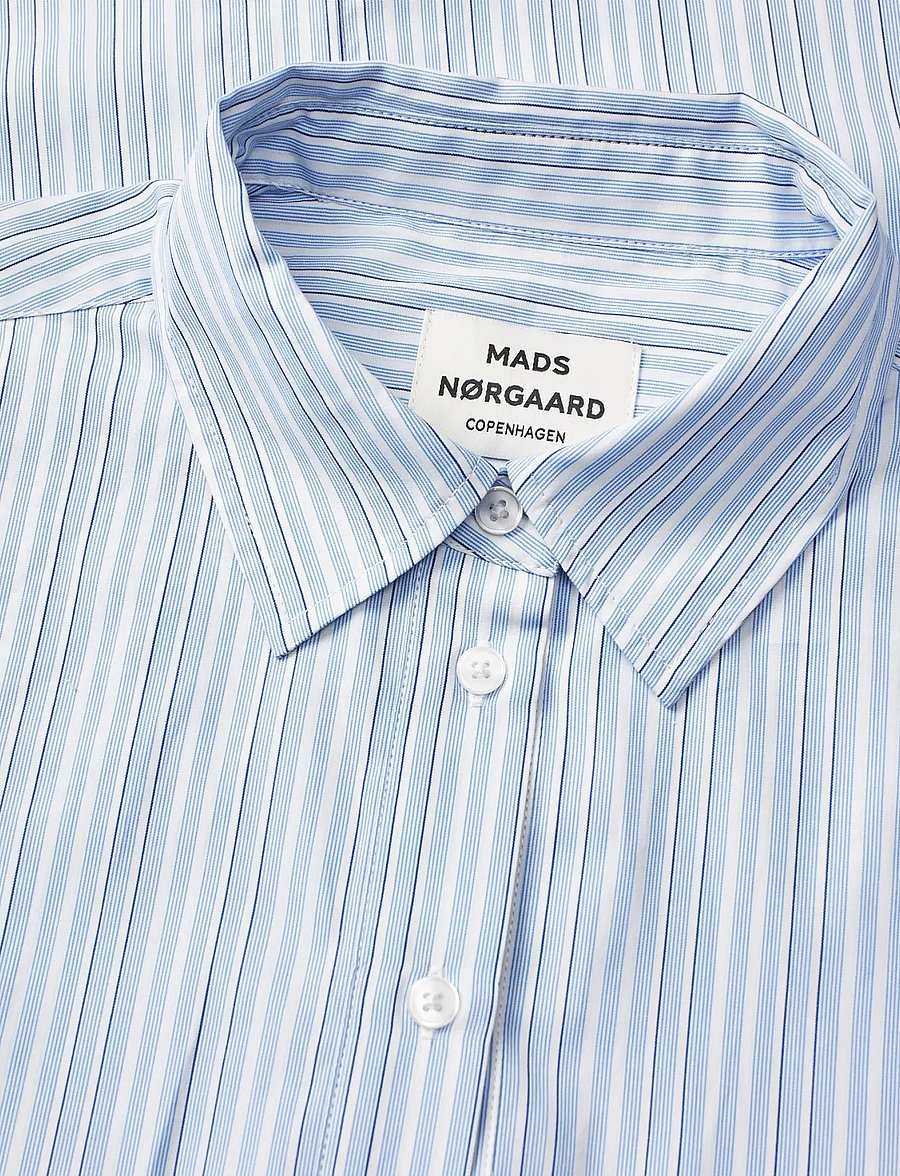 Mads Nørgaard - Mia Poplin Shelby Shirt - chemises à manches longues - pinstripe/provence - 3