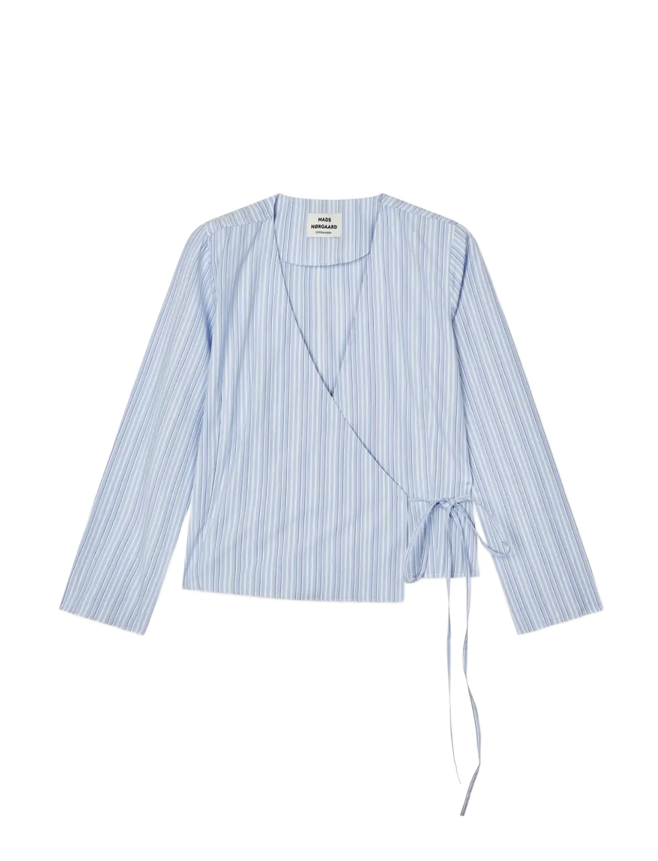 Mads Nørgaard Mia Poplin Pam Wrap Top - Tøj - PINSTRIPE/PROVENCE / blue