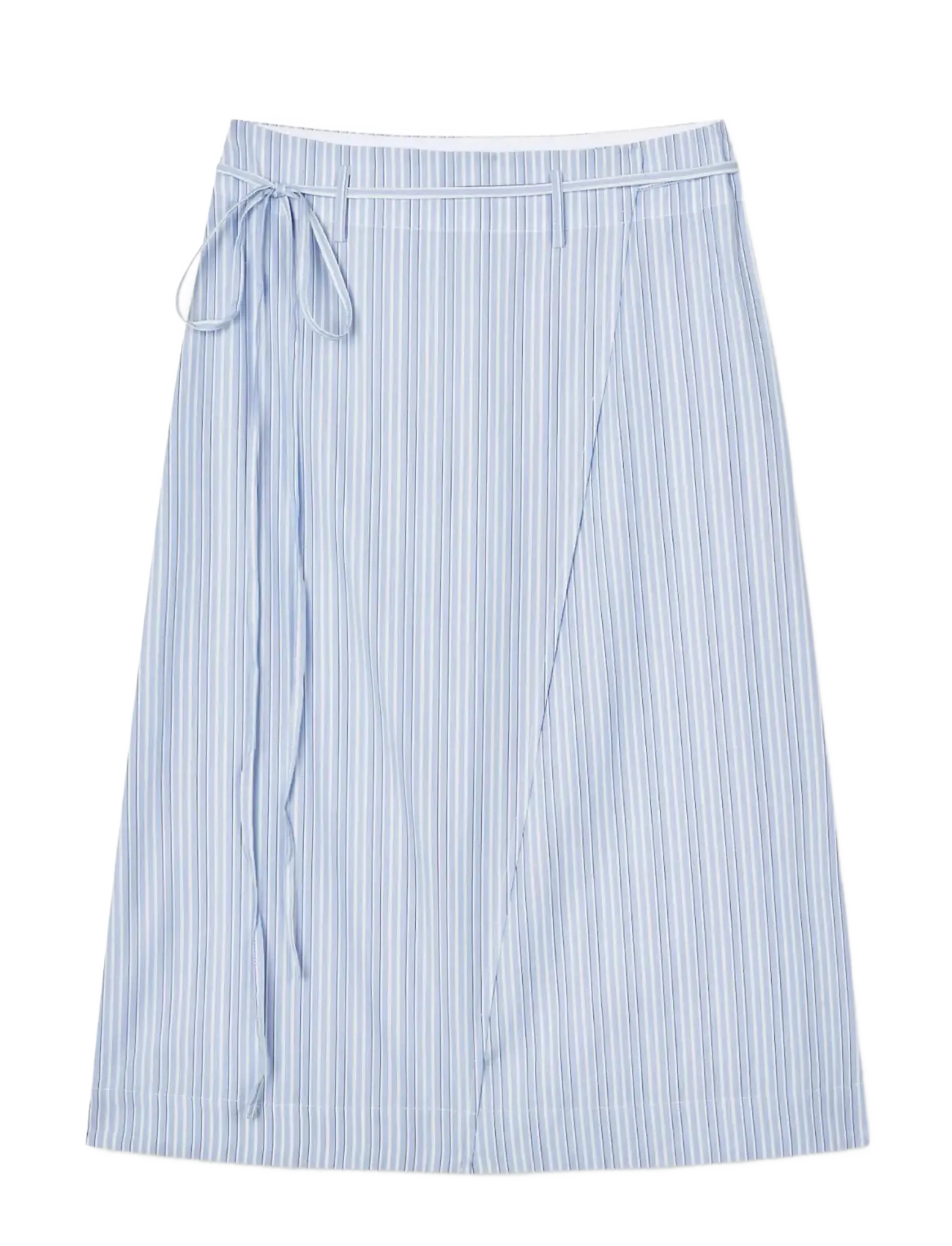 Mads Nørgaard Mia Poplin Marty Wrap Skirt - Mode trends - PINSTRIPE/PROVENCE / blue