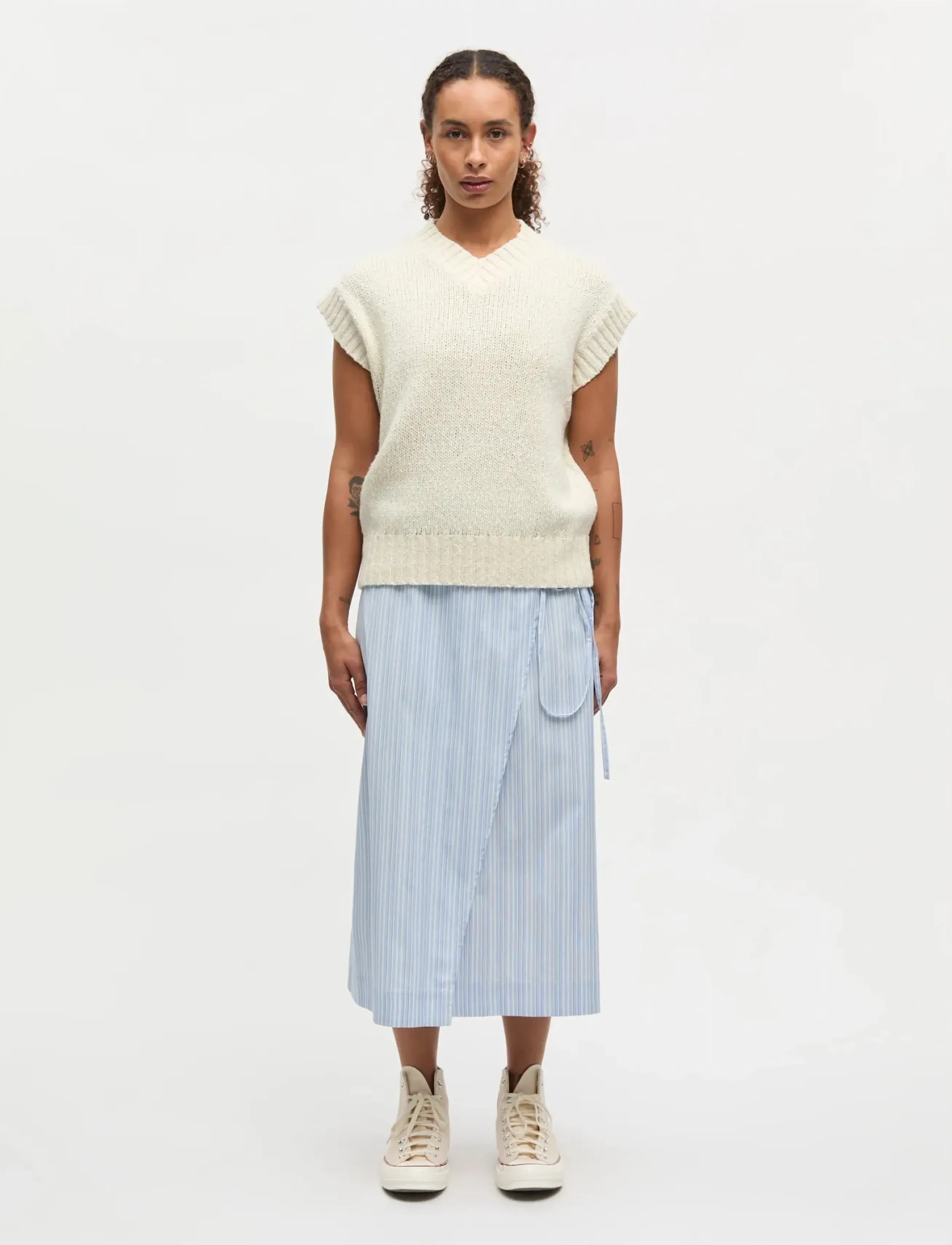 Mads Nørgaard Mia Poplin Marty Wrap Skirt - Hõlmikseelikud - PINSTRIPE/PROVENCE / blue