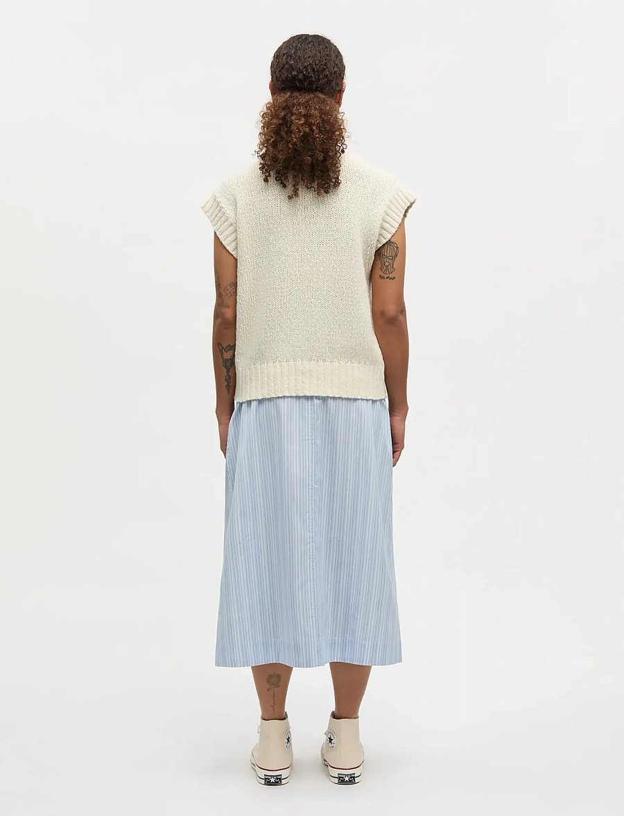 Mads Nørgaard - Mia Poplin Marty Wrap Skirt - slå-om-nederdele - pinstripe/provence - 2