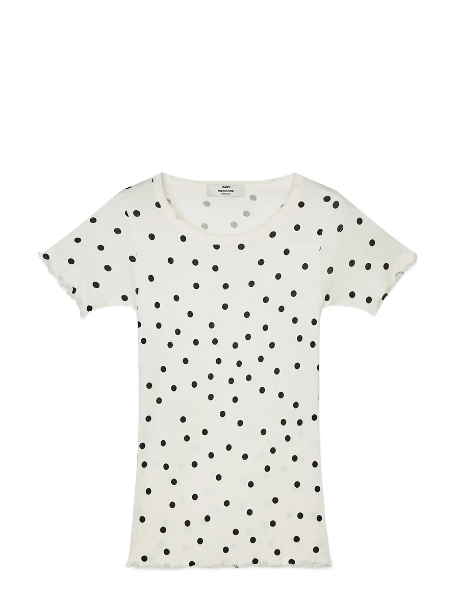 Mads Nørgaard - Pointella Trixy Tee AOP - t-shirts - dot aop vanilla ice - 1