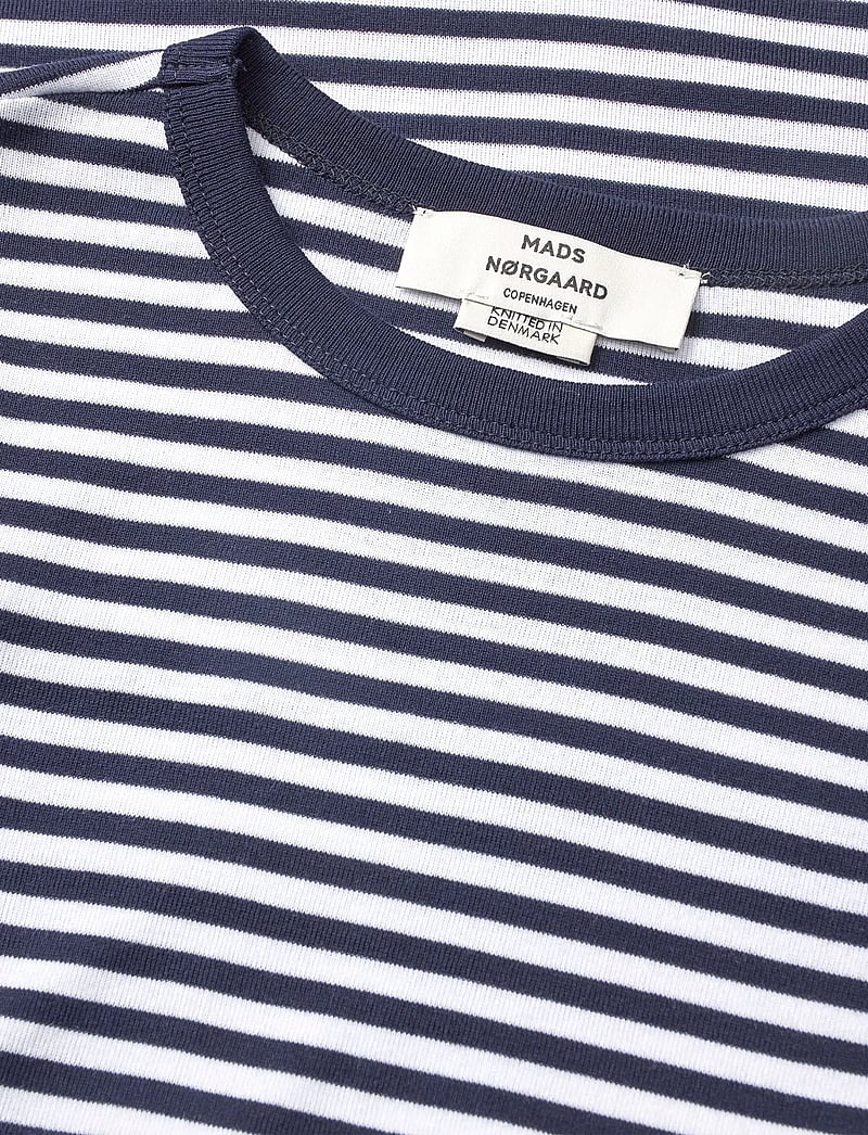 Mads Nørgaard - Grace Jersey Stripe Camille Tee LS - langärmlige tops - sky captain/white - 1