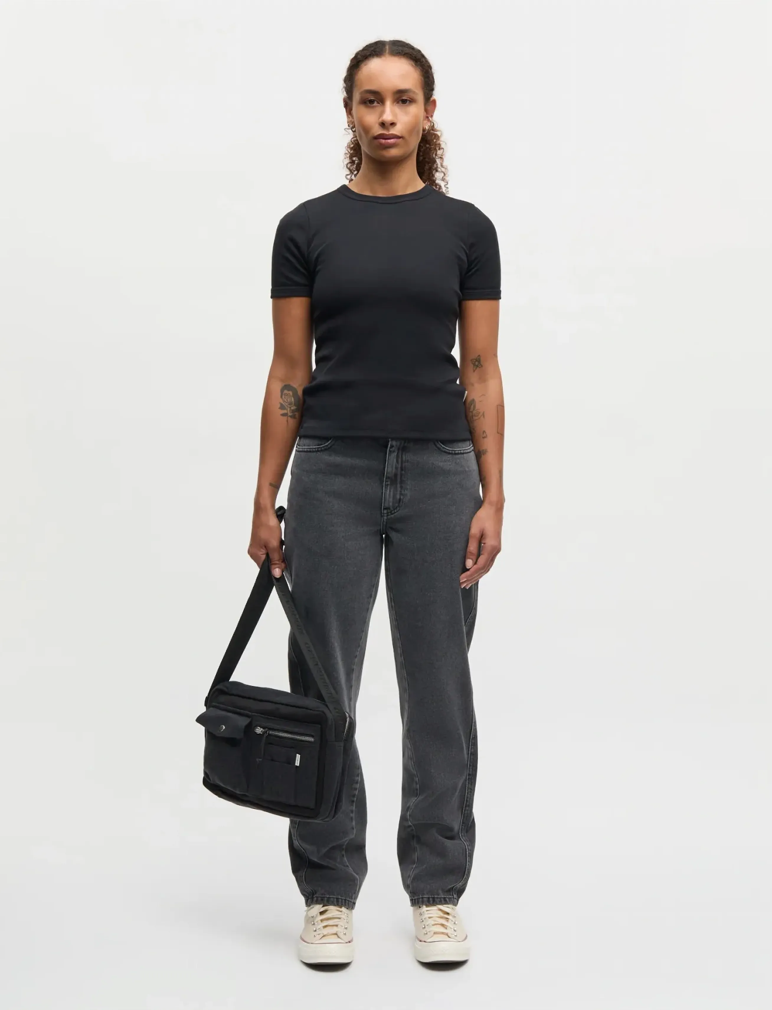 Mads Nørgaard Grace Jersey June Tee - T-särgid - BLACK / black