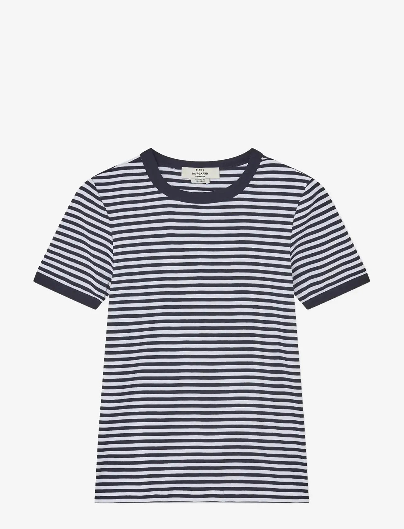 Mads Nørgaard - Grace Jersey Stripe June Tee - t-shirts - sky captain/white - 0