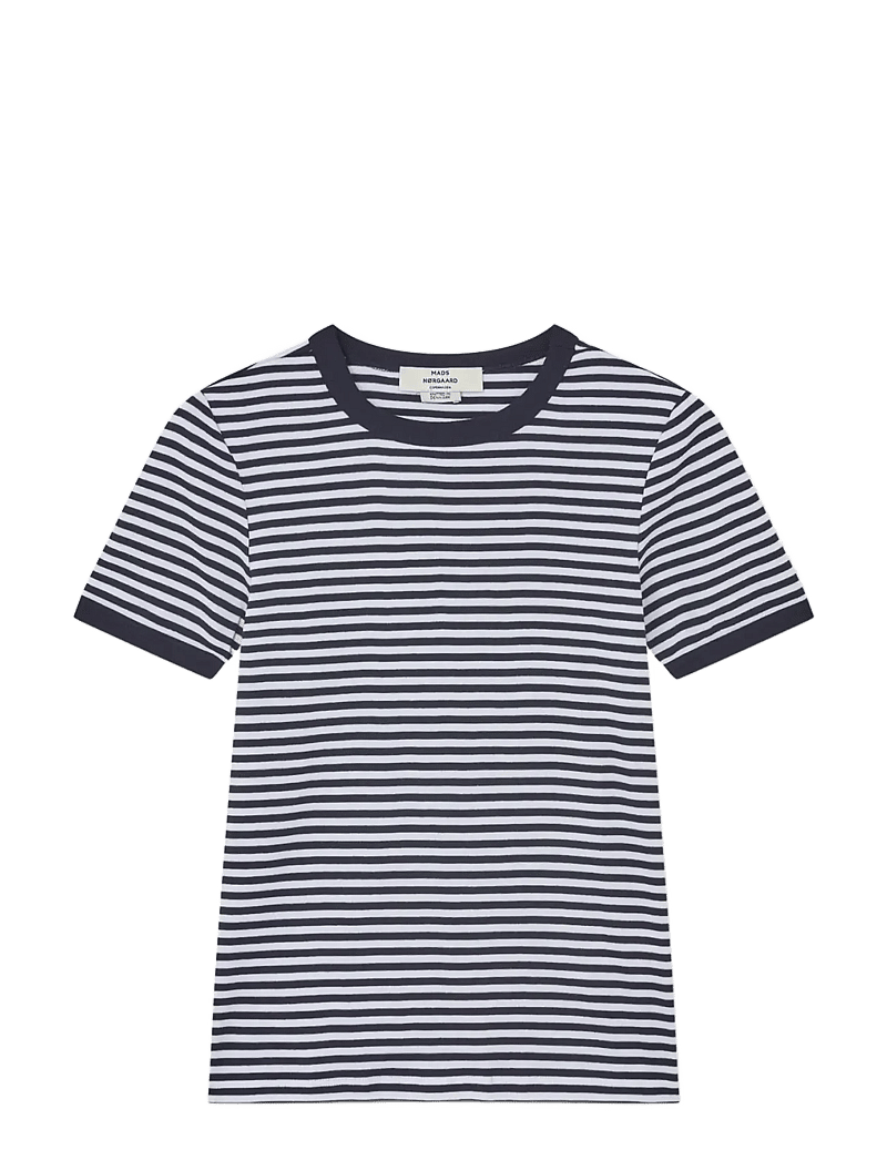 Mads Nørgaard - Grace Jersey Stripe June Tee - t-shirts - sky captain/white - 0