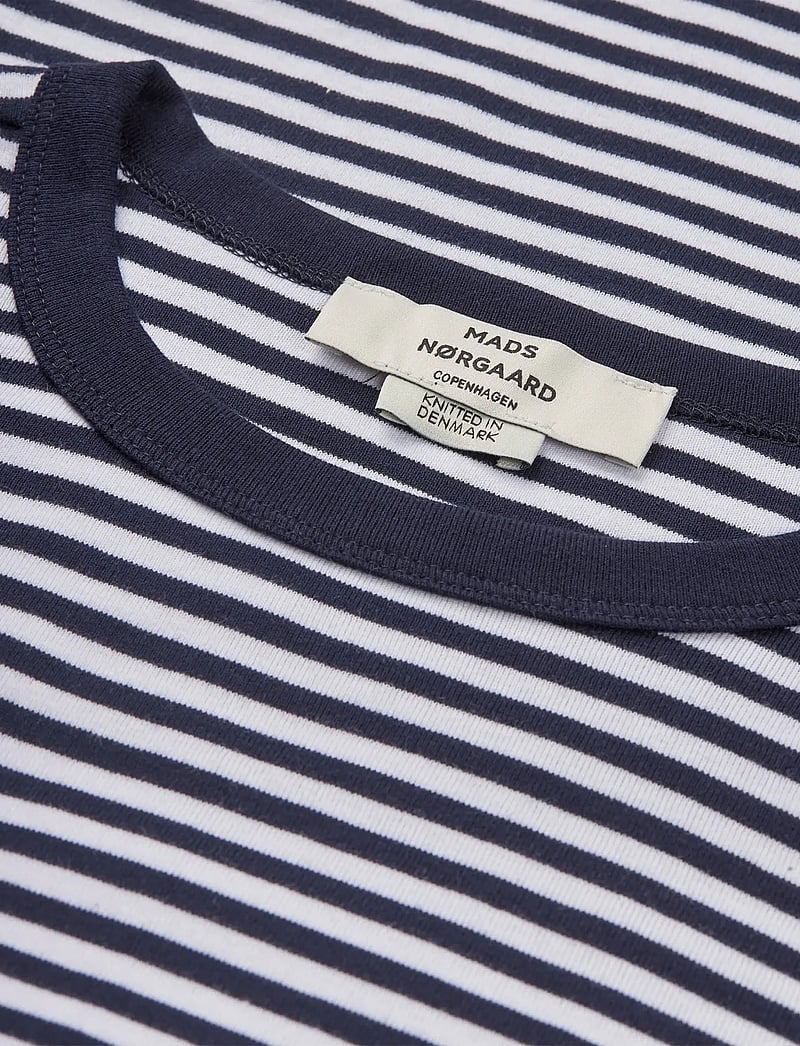 Mads Nørgaard - Grace Jersey Stripe June Tee - t-shirts - sky captain/white - 1