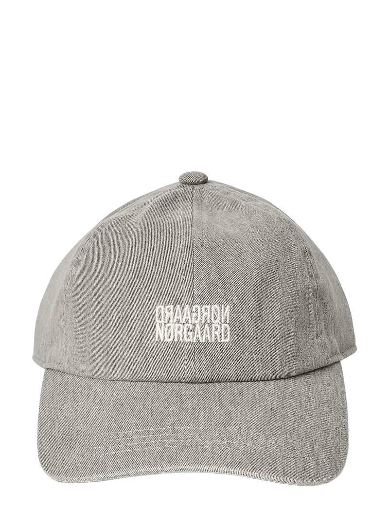 Mads Nørgaard - Washed Cotton Twill Mirror Coal Cap - kappen - grey melange - 1