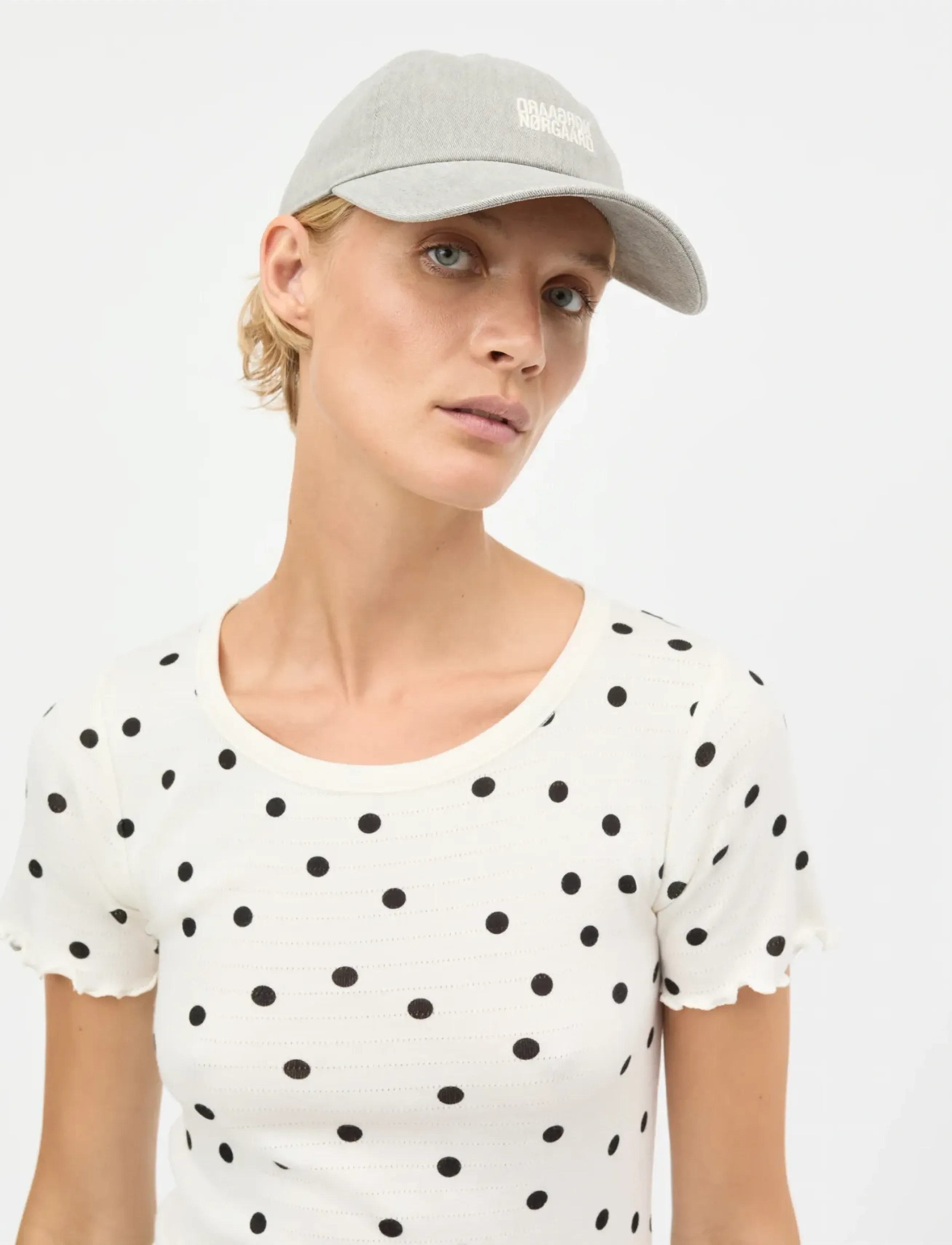 Mads Nørgaard Washed Cotton Twill Mirror Coal Cap, One Size, Grey, Hovedbeklædning > Kasketter, Dame