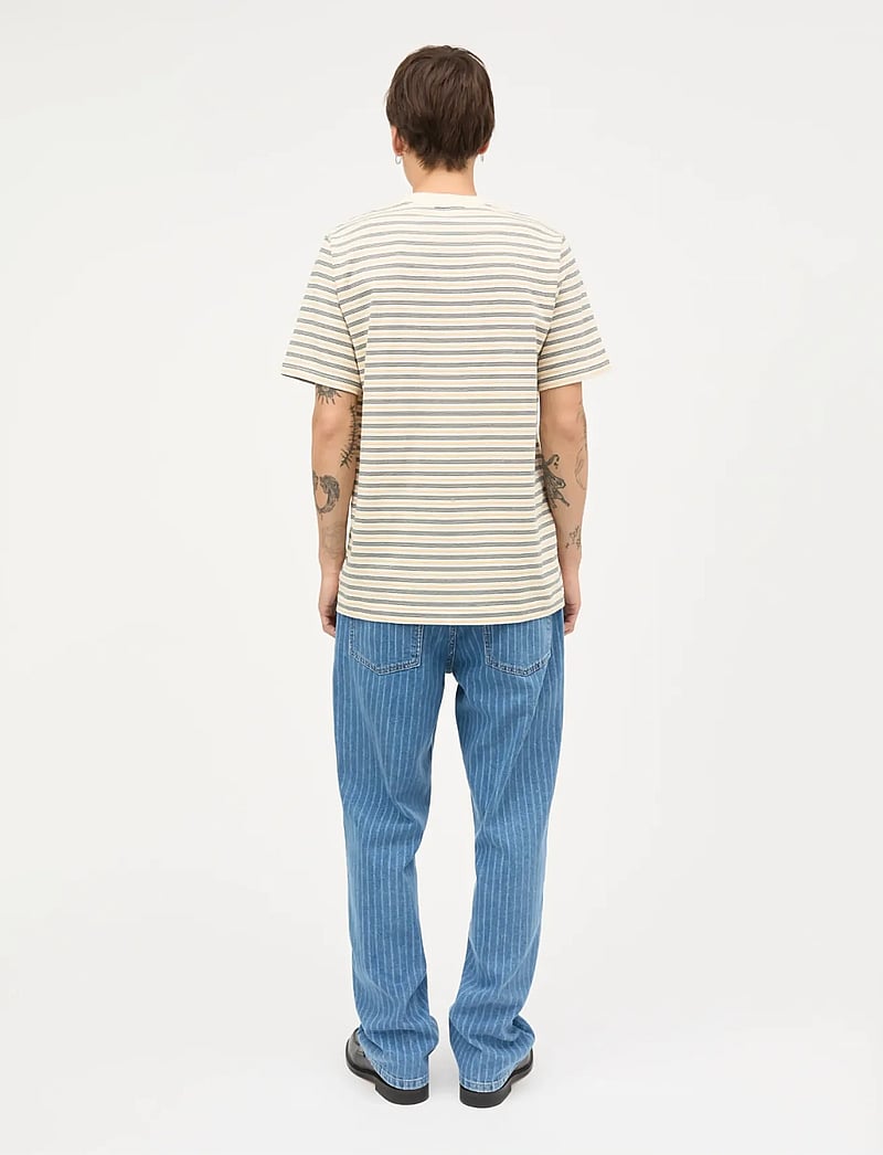 Mads Nørgaard - Cotton Jersey Stripe Frode Tee - kortærmede t-shirts - vanilla ice/sky captain/zinnia - 2