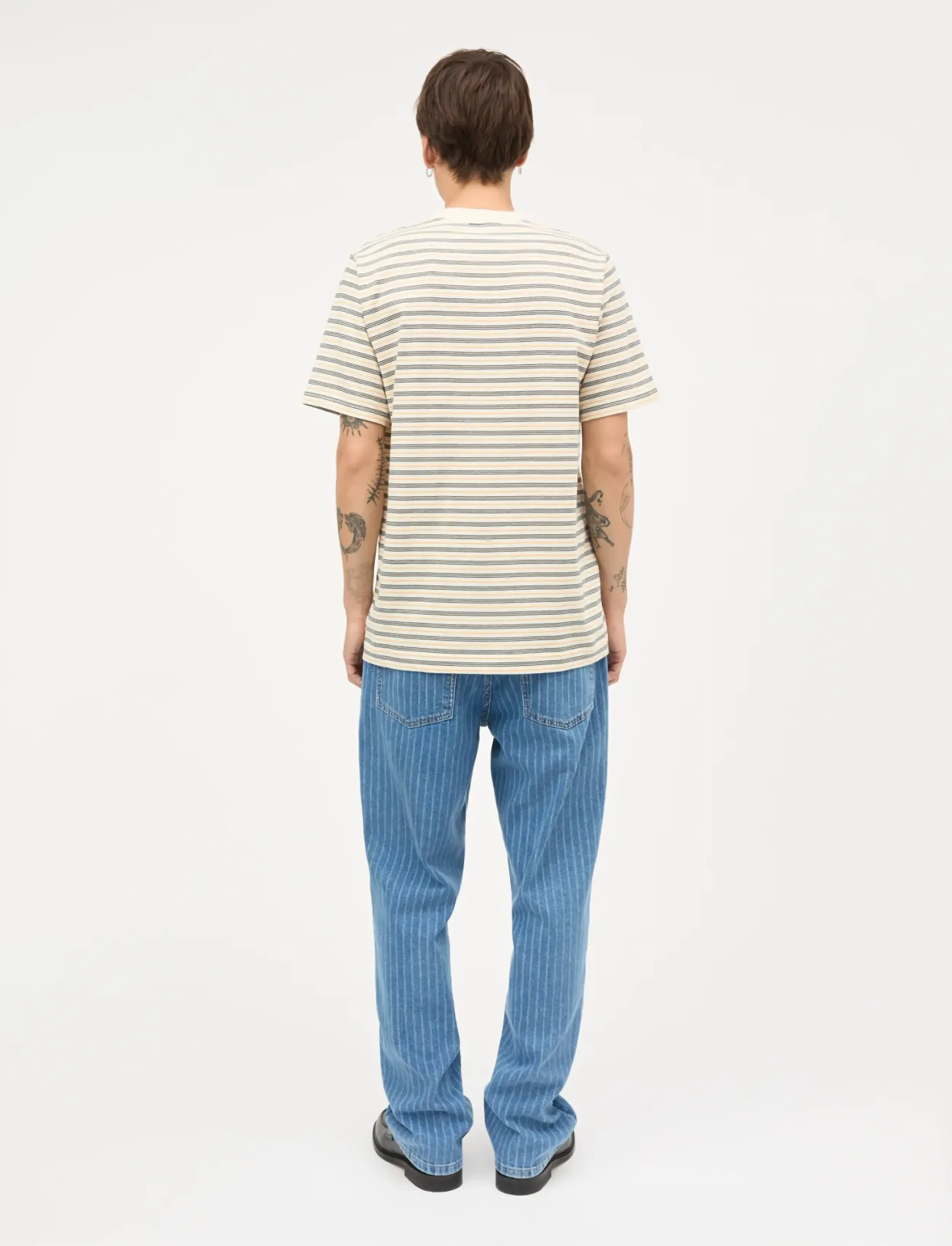 Mads Nørgaard - Cotton Jersey Stripe Frode Tee - lühikeste varrukatega t-särgid - vanilla ice/sky captain/zinnia - 2