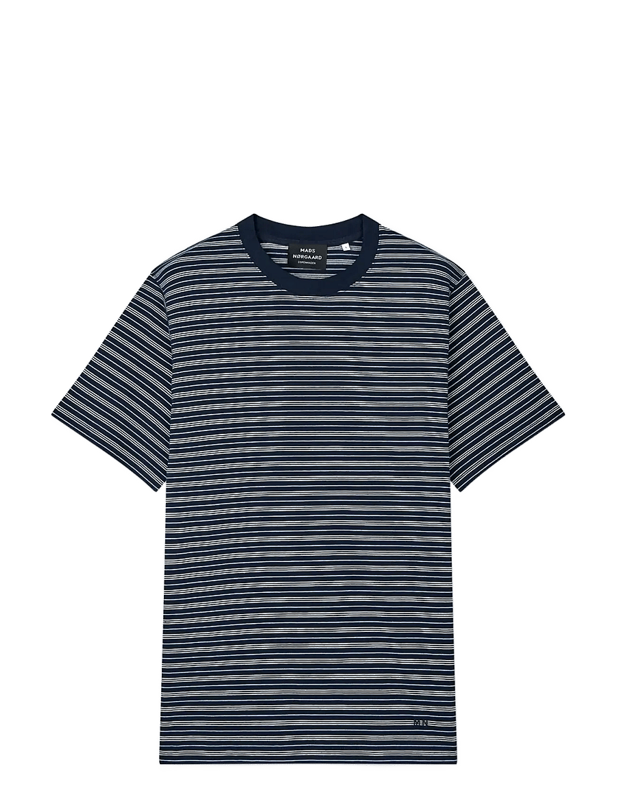 Mads Nørgaard - Cotton Jersey Stripe Frode Tee - kurzärmelig - sky captain/vanilla ice/cashme - 1