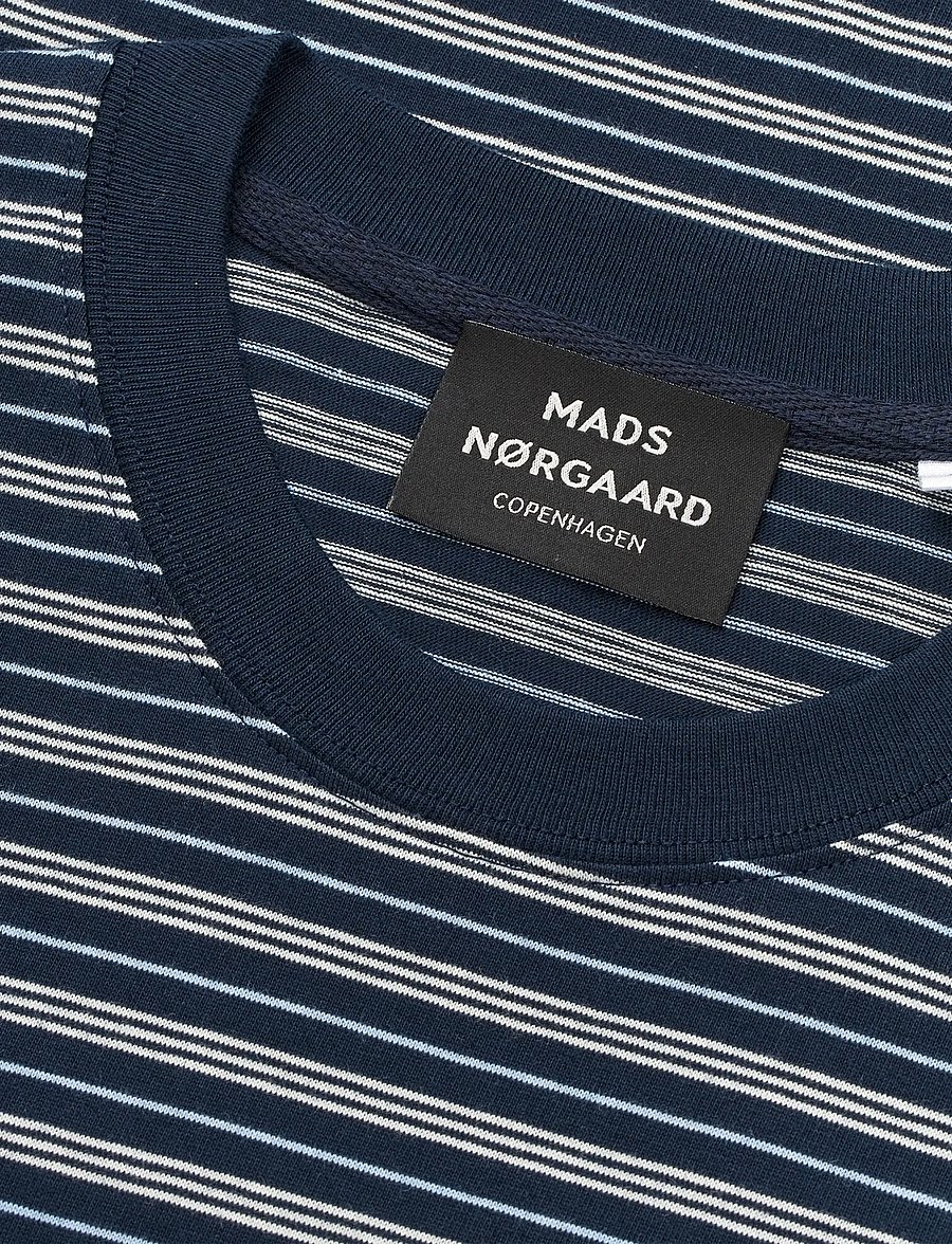 Mads Nørgaard - Cotton Jersey Stripe Frode Tee - kurzärmelig - sky captain/vanilla ice/cashme - 3