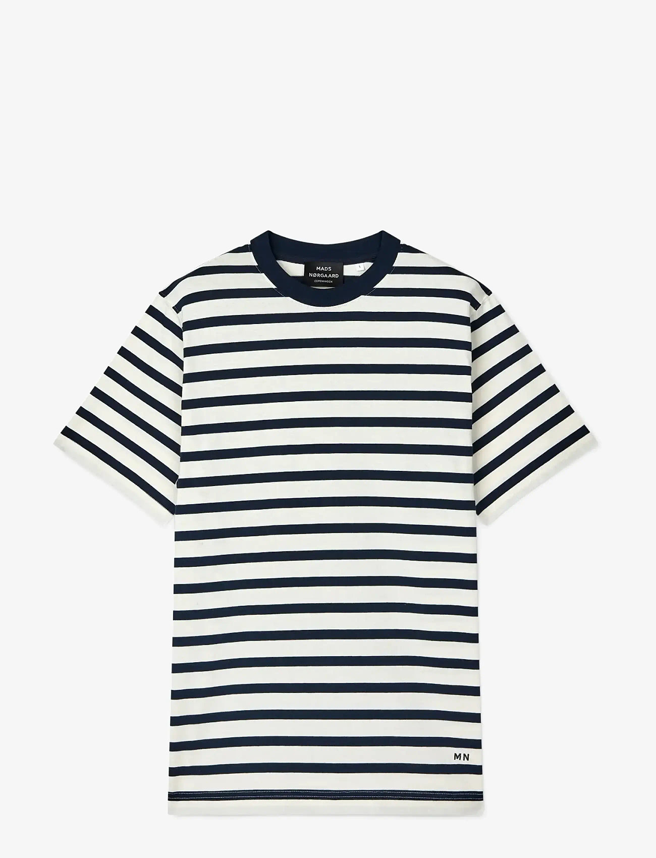Mads Nørgaard - Cotton Jersey Stripe Frode Tee - kortærmede t-shirts - vanilla ice/sky captain - 1