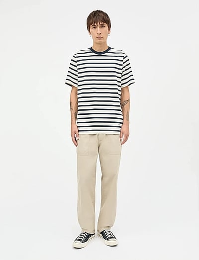 Mads Nørgaard Cotton Jersey Stripe Frode Tee - Clothing - VANILLA ICE/SKY CAPTAIN / white