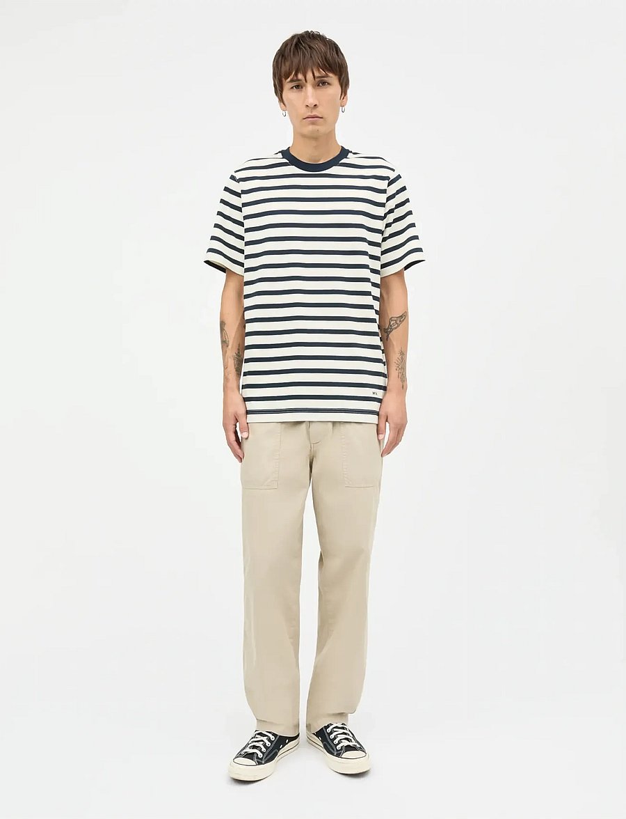 Mads Nørgaard - Cotton Jersey Stripe Frode Tee - lühikeste varrukatega t-särgid - vanilla ice/sky captain - 0
