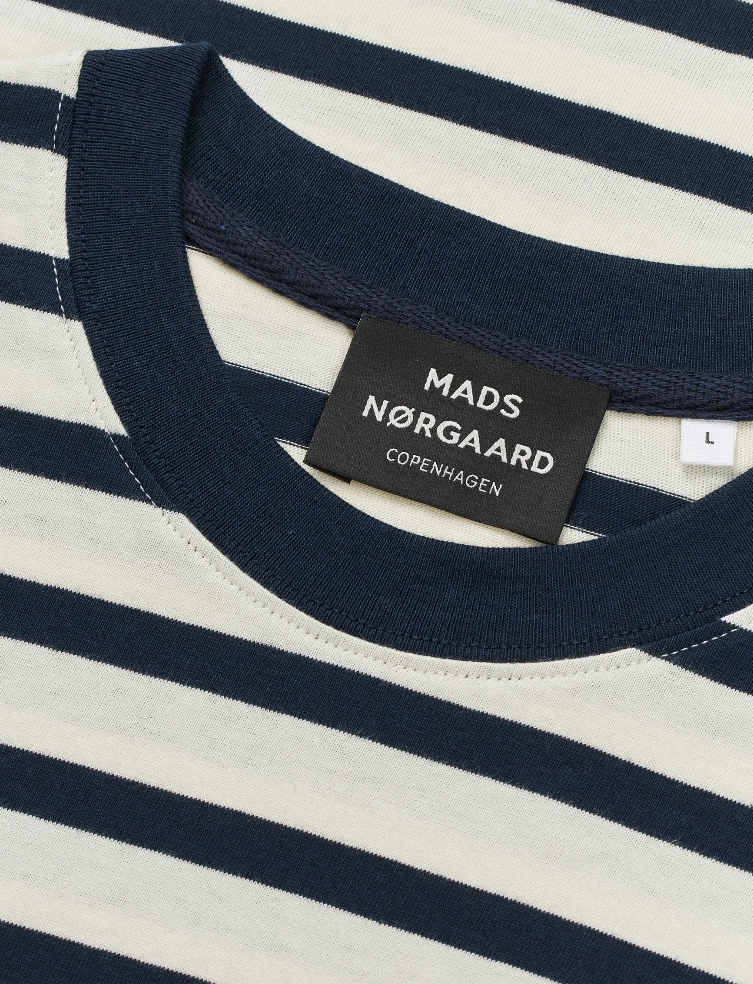 Mads Nørgaard - Cotton Jersey Stripe Frode Tee - lühikeste varrukatega t-särgid - vanilla ice/sky captain - 3