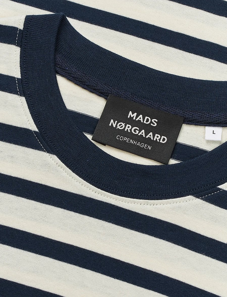 Mads Nørgaard - Cotton Jersey Stripe Frode Tee - lühikeste varrukatega t-särgid - vanilla ice/sky captain - 3