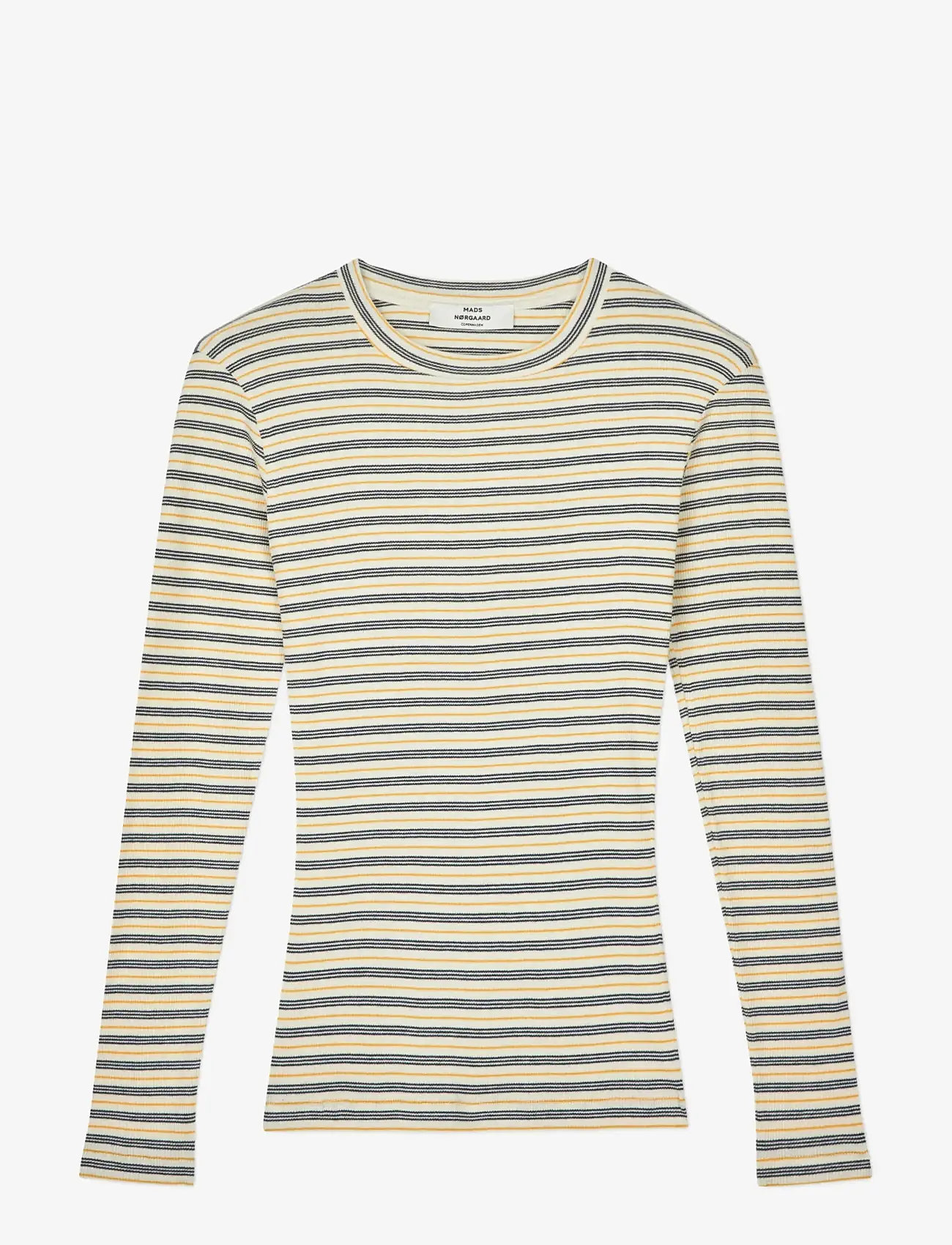 Mads Nørgaard - 2x2 Cotton Stripe Tuba Tee LS - pikkade varrukatega alussärgid - vanilla ice/sky captain/zinnia - 1