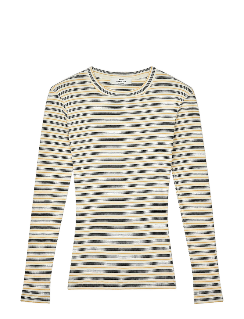 Mads Nørgaard - 2x2 Cotton Stripe Tuba Tee LS - langärmlige tops - vanilla ice/sky captain/zinnia - 1