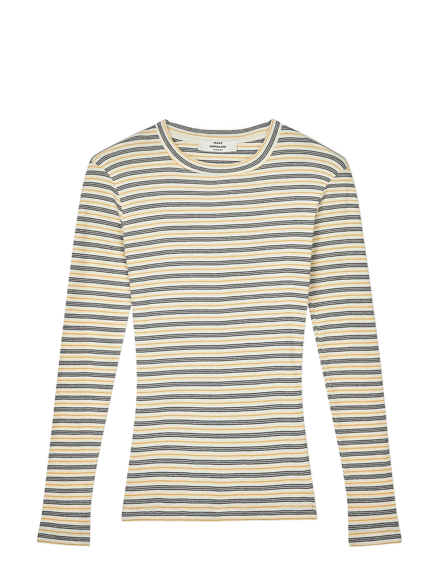 Mads Nørgaard - 2x2 Cotton Stripe Tuba Tee LS - langärmlige tops - vanilla ice/sky captain/zinnia - 1