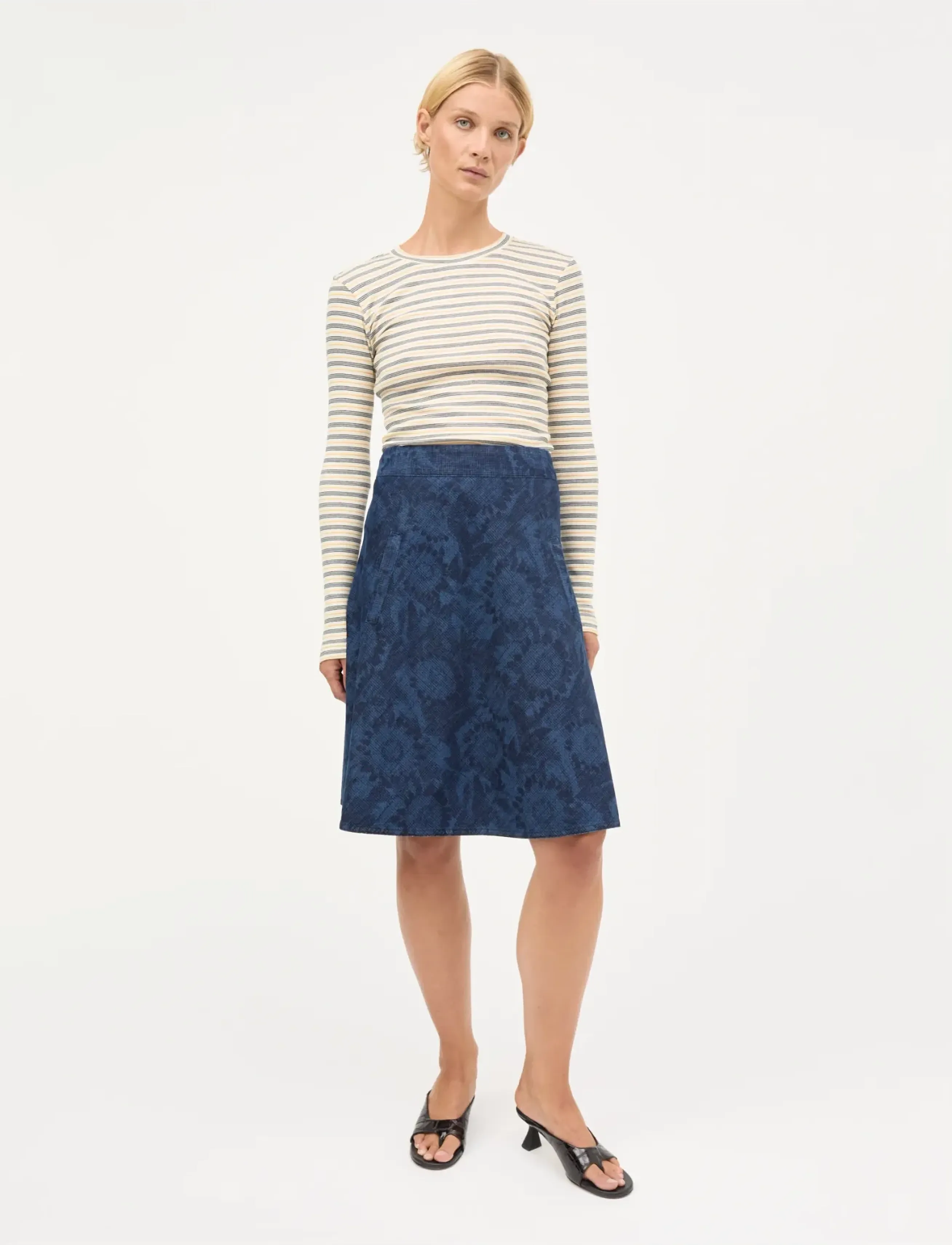 Mads Nørgaard 2x2 Cotton Stripe Tuba Tee LS - Long-sleeved tops - VANILLA ICE/SKY CAPTAIN/ZINNIA / multi