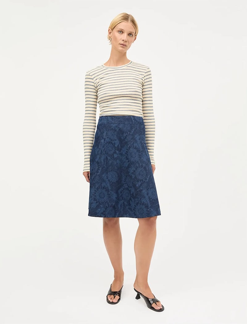 Mads Nørgaard - 2x2 Cotton Stripe Tuba Tee LS - langärmlige tops - vanilla ice/sky captain/zinnia - 0