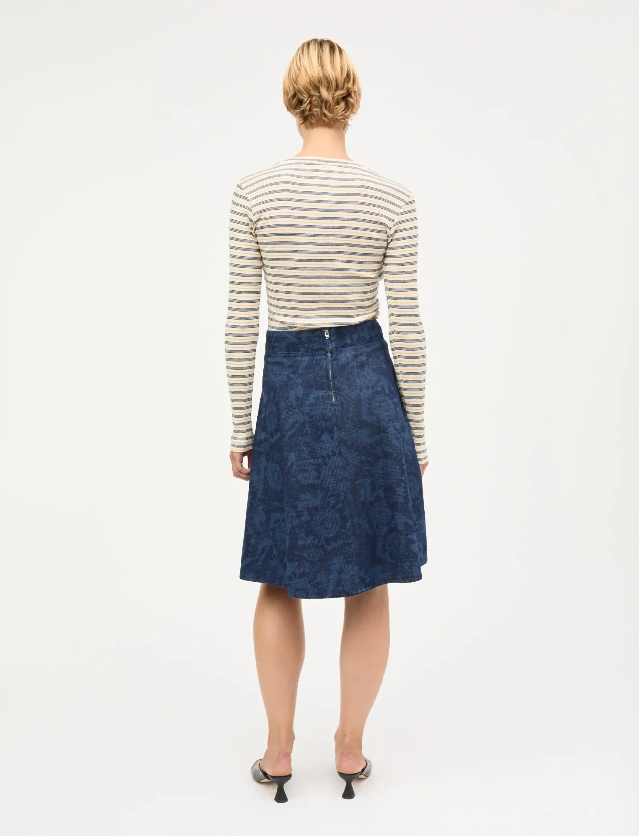 Mads Nørgaard - 2x2 Cotton Stripe Tuba Tee LS - langärmlige tops - vanilla ice/sky captain/zinnia - 2