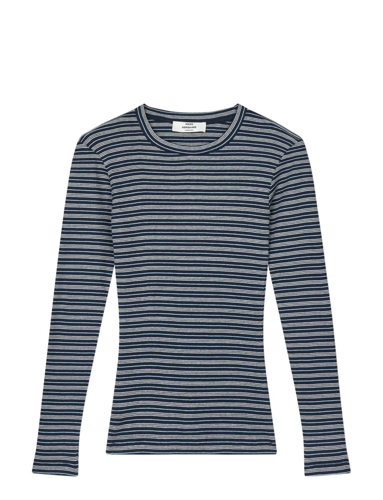MADS NØRGAARD 2X2 Baumwolle Stripe Tuba Tee Ls Navy - XS - Damen