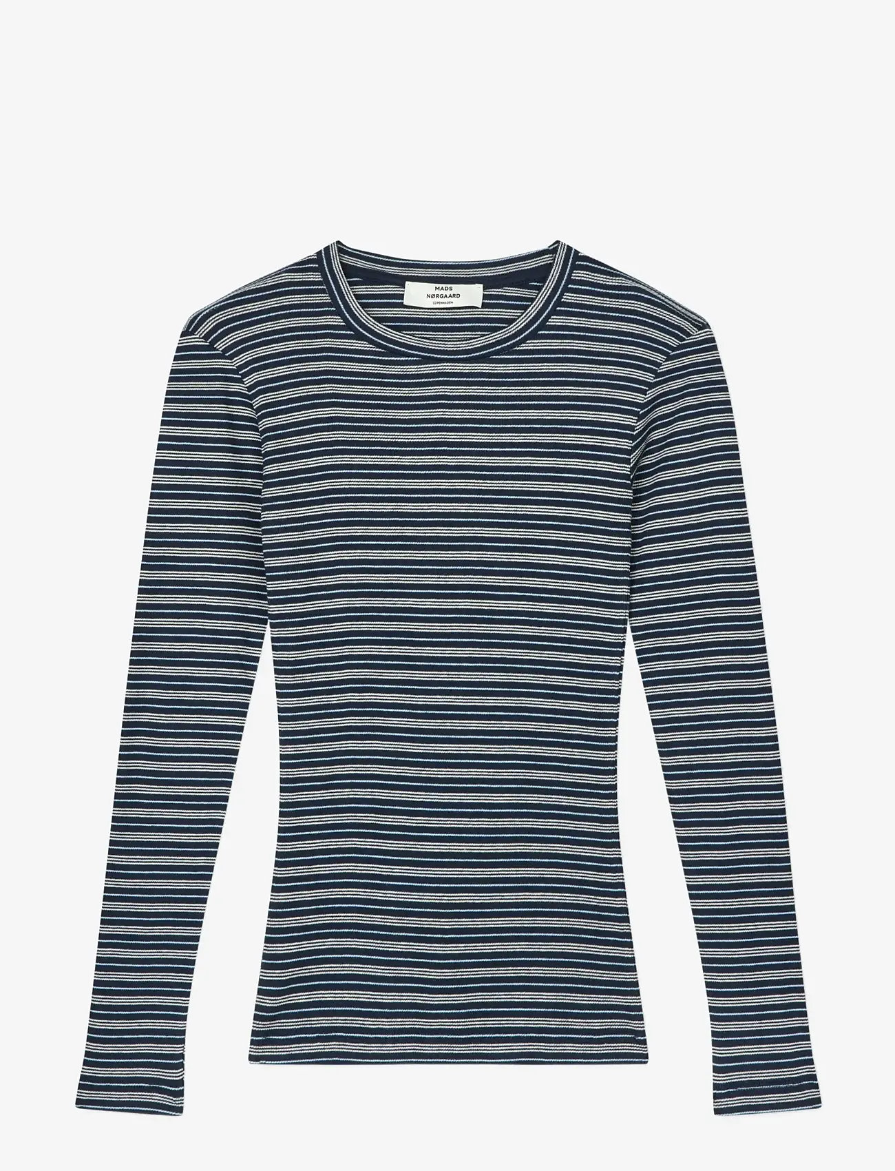Mads Nørgaard - 2x2 Cotton Stripe Tuba Tee LS - langærmede toppe - sky captain/vanilla ice/cashme - 1