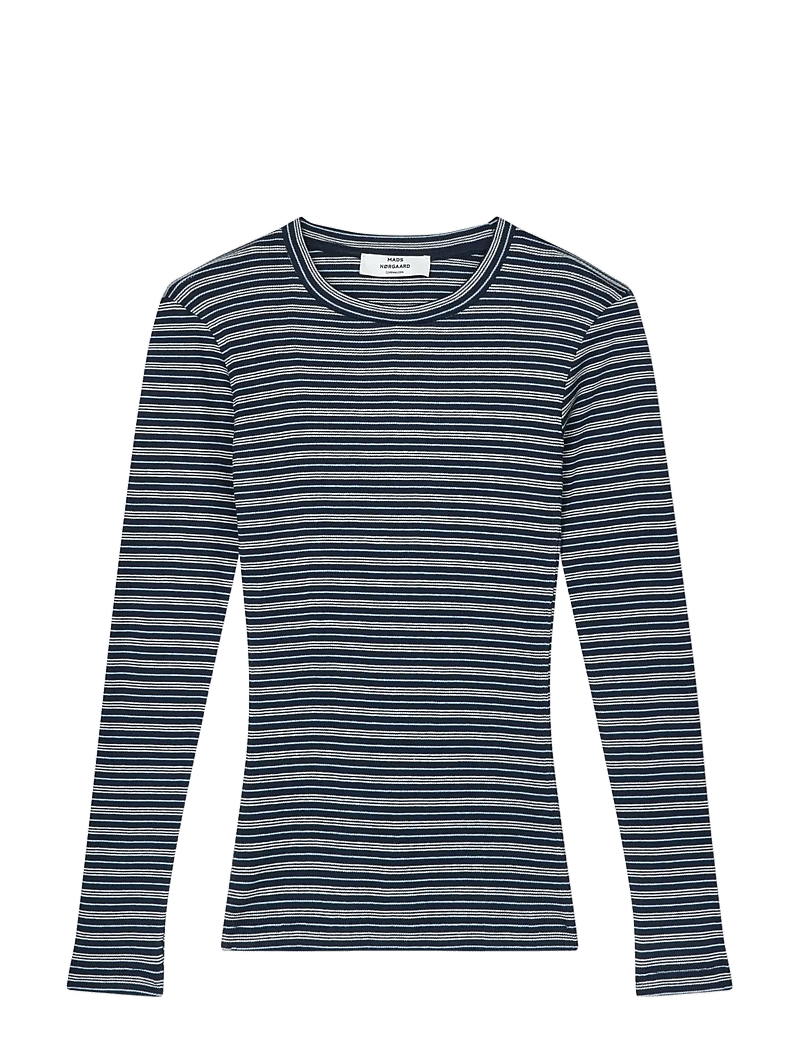 Mads Nørgaard - 2x2 Cotton Stripe Tuba Tee LS - langärmlige tops - sky captain/vanilla ice/cashme - 1
