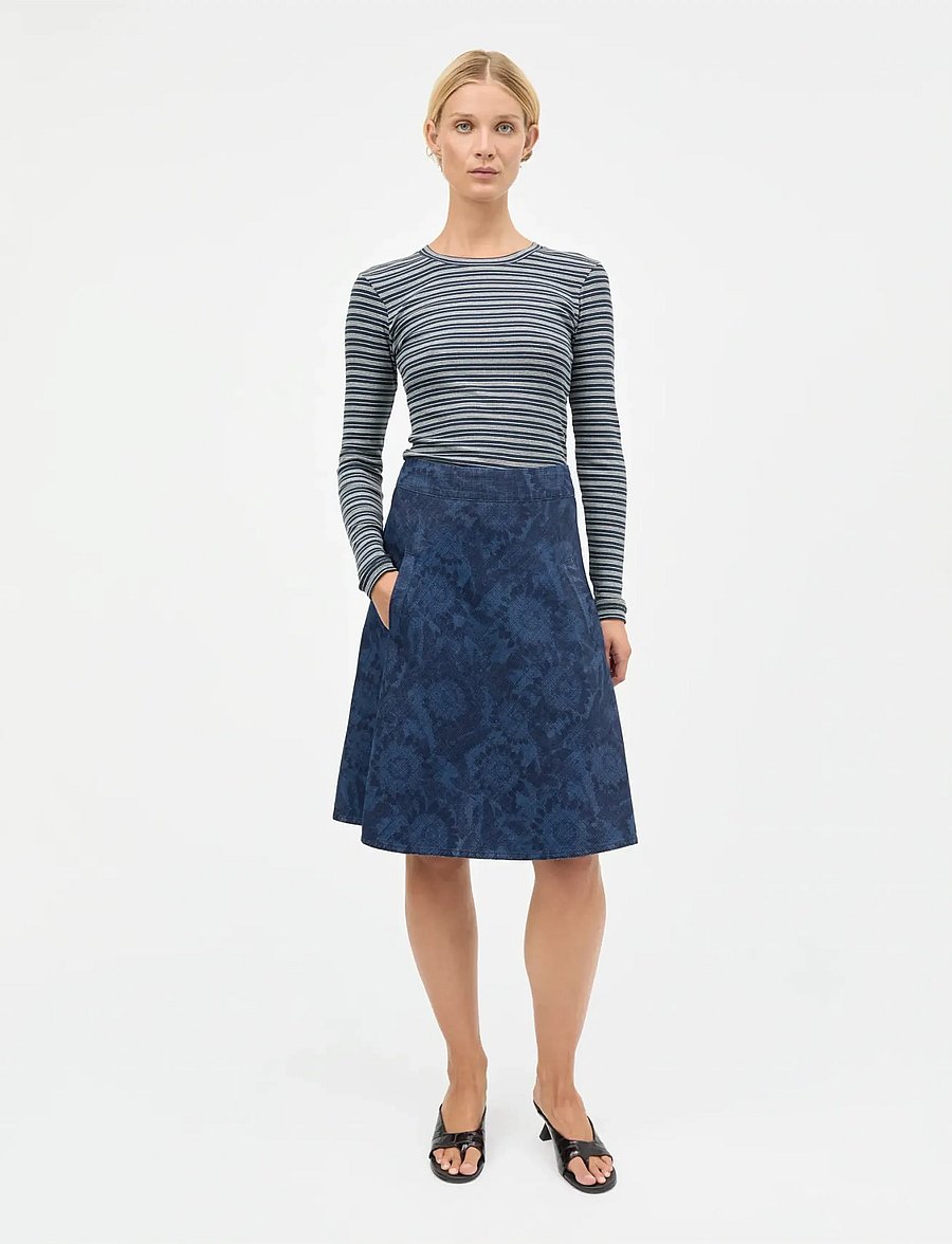 Mads Nørgaard - 2x2 Cotton Stripe Tuba Tee LS - langärmlige tops - sky captain/vanilla ice/cashme - 0