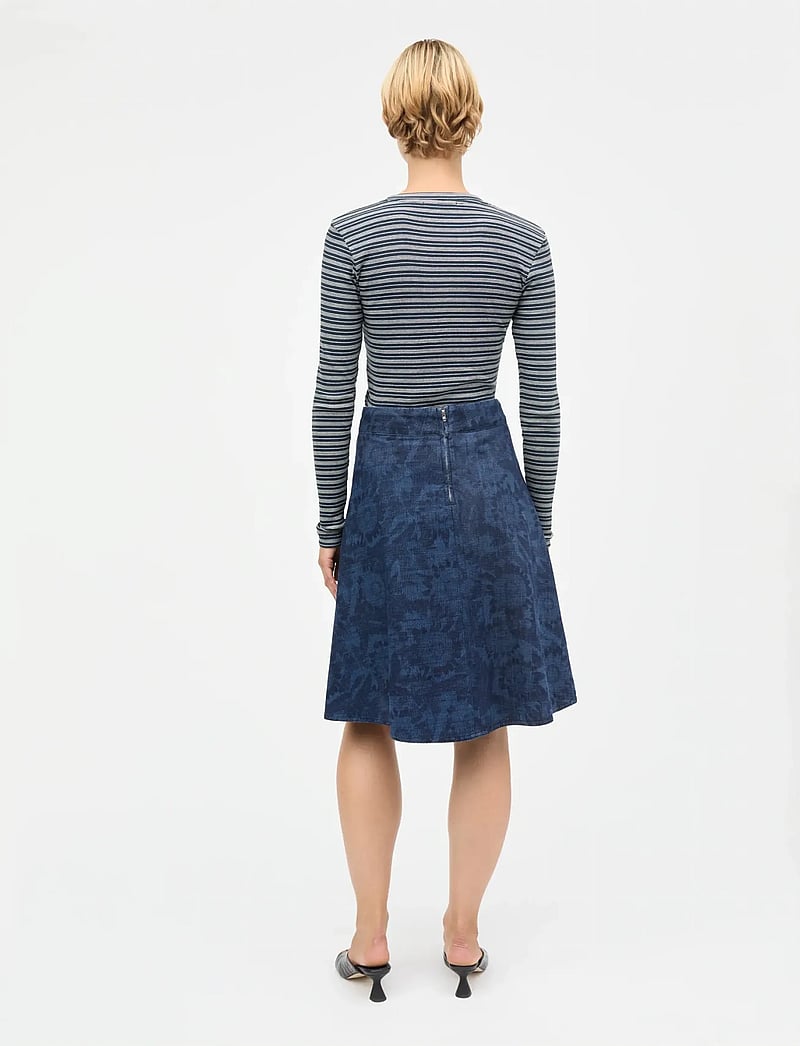 Mads Nørgaard - 2x2 Cotton Stripe Tuba Tee LS - langärmlige tops - sky captain/vanilla ice/cashme - 2