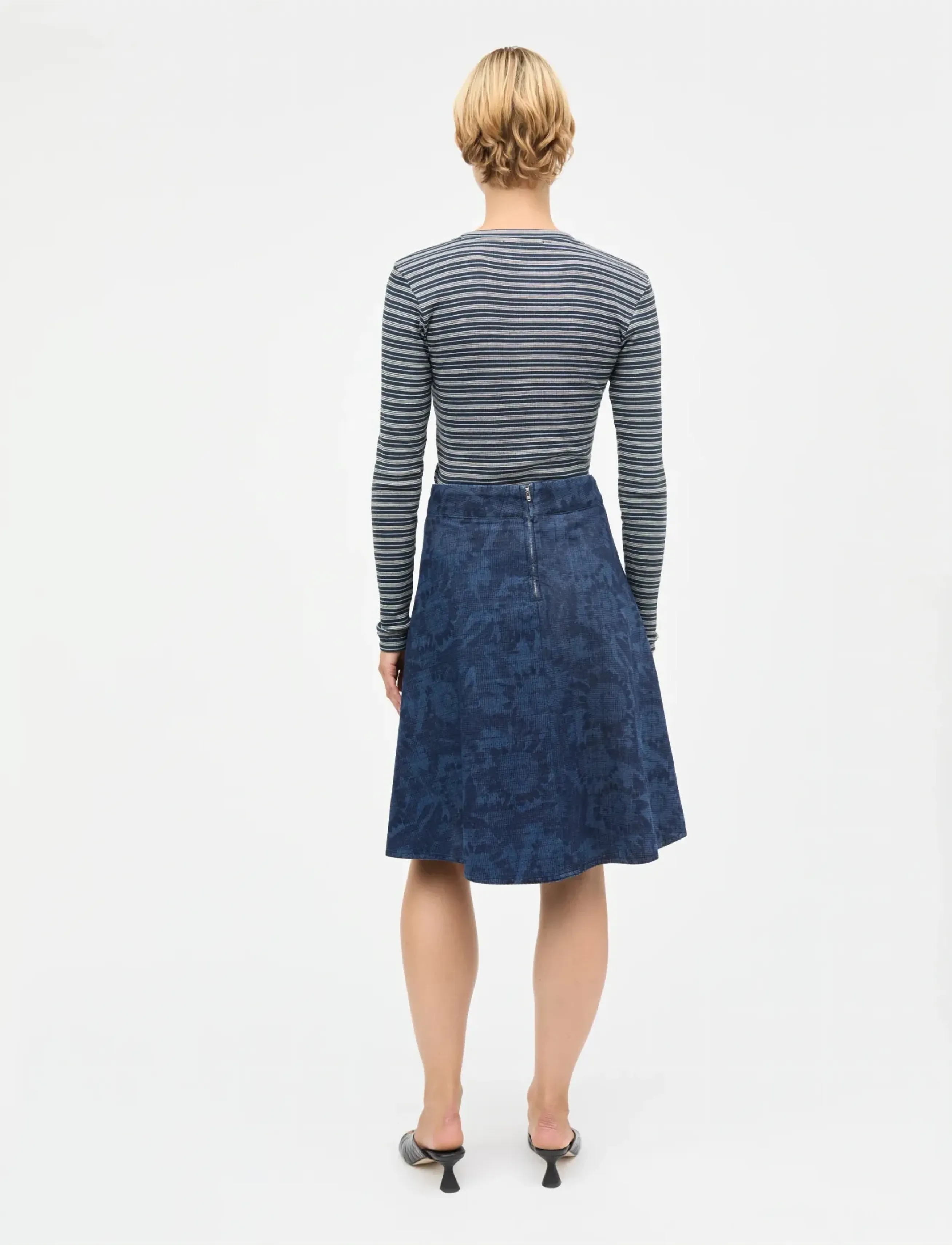 Mads Nørgaard - 2x2 Cotton Stripe Tuba Tee LS - langärmlige tops - sky captain/vanilla ice/cashme - 2