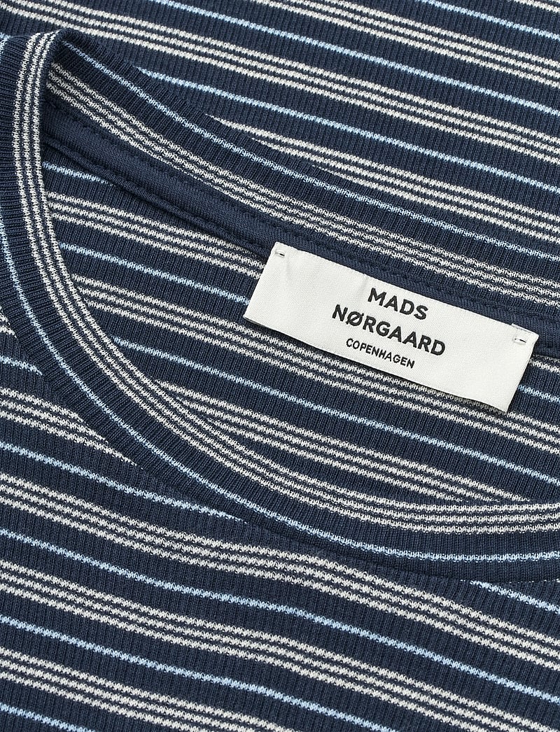 Mads Nørgaard - 2x2 Cotton Stripe Tuba Tee LS - langärmlige tops - sky captain/vanilla ice/cashme - 3