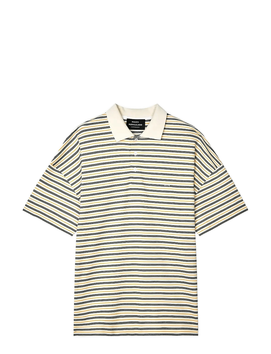 Mads Nørgaard - Light Terry Polo SS ST Tee - polos à manches courtes - vanilla ice/sky captain/zinnia - 1