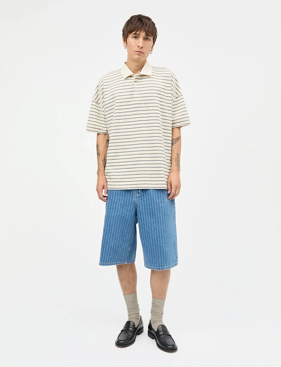 Mads Nørgaard - Light Terry Polo SS ST Tee - polos à manches courtes - vanilla ice/sky captain/zinnia - 0