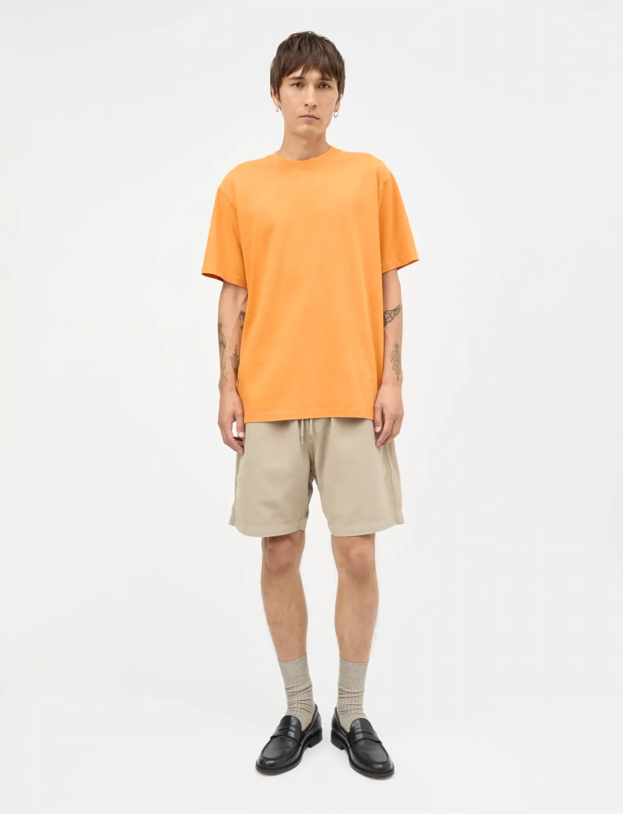 Mads Nørgaard Combed Jersey Dye Thorbjørn Tee - Klær - ZINNIA / orange