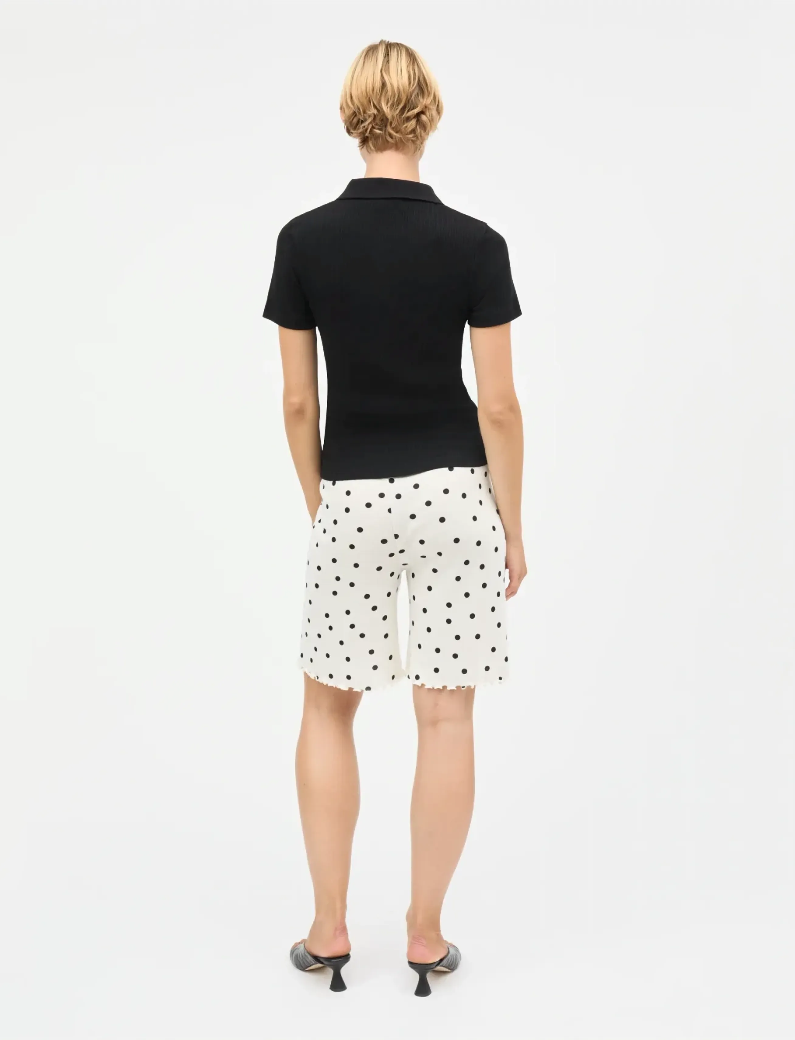 Mads Nørgaard - Pointella Layla Polo Tee - t-shirts & tops - black - 2