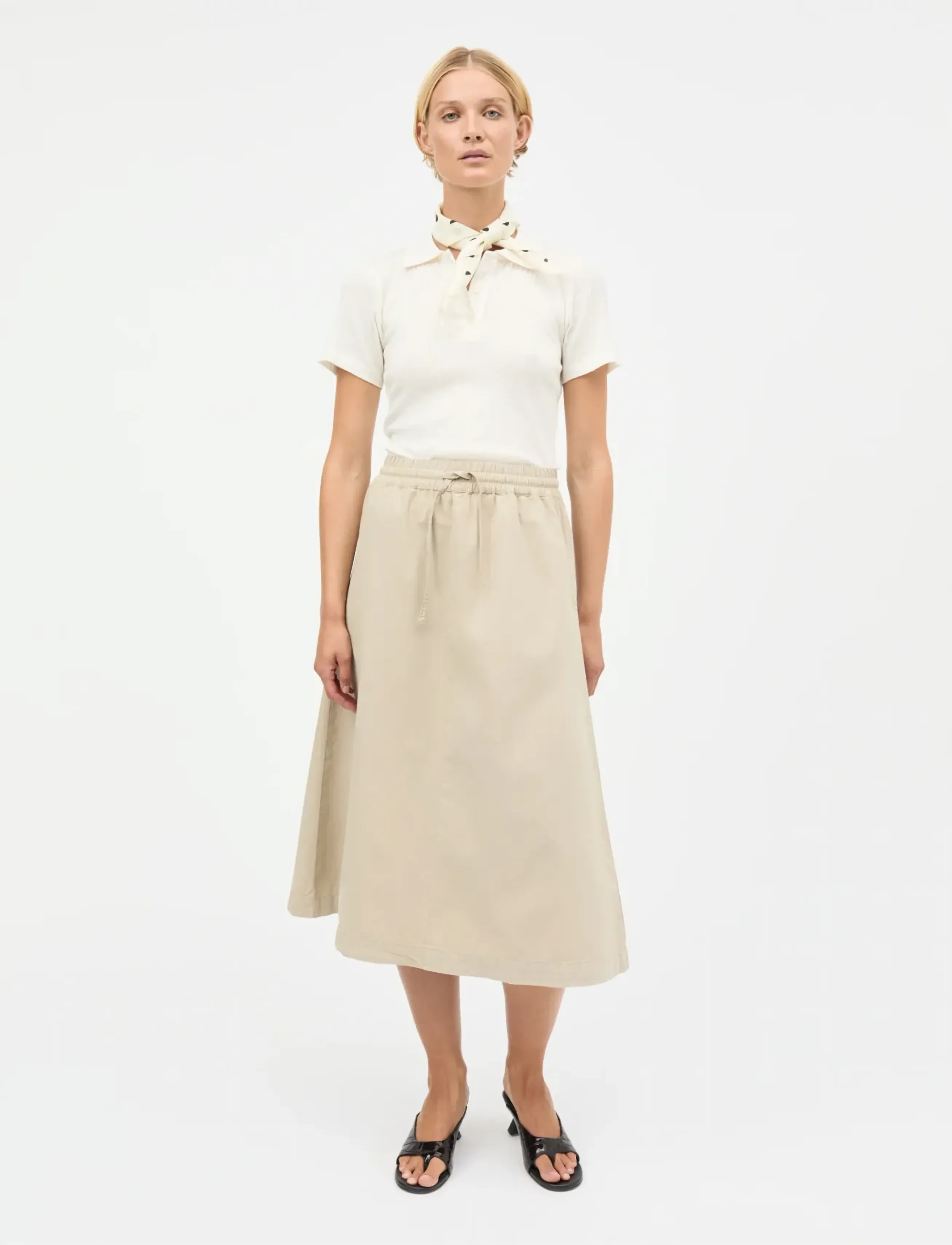 Mads Nørgaard Pointella Layla Polo Tee, XL, Cream, T-Shirts Og Toppe > Poloer, Dame