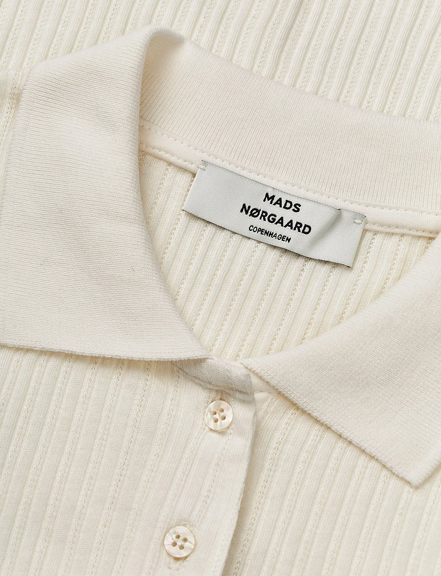 Mads Nørgaard - Pointella Layla Polo Tee - poloshirts - vanilla ice - 3