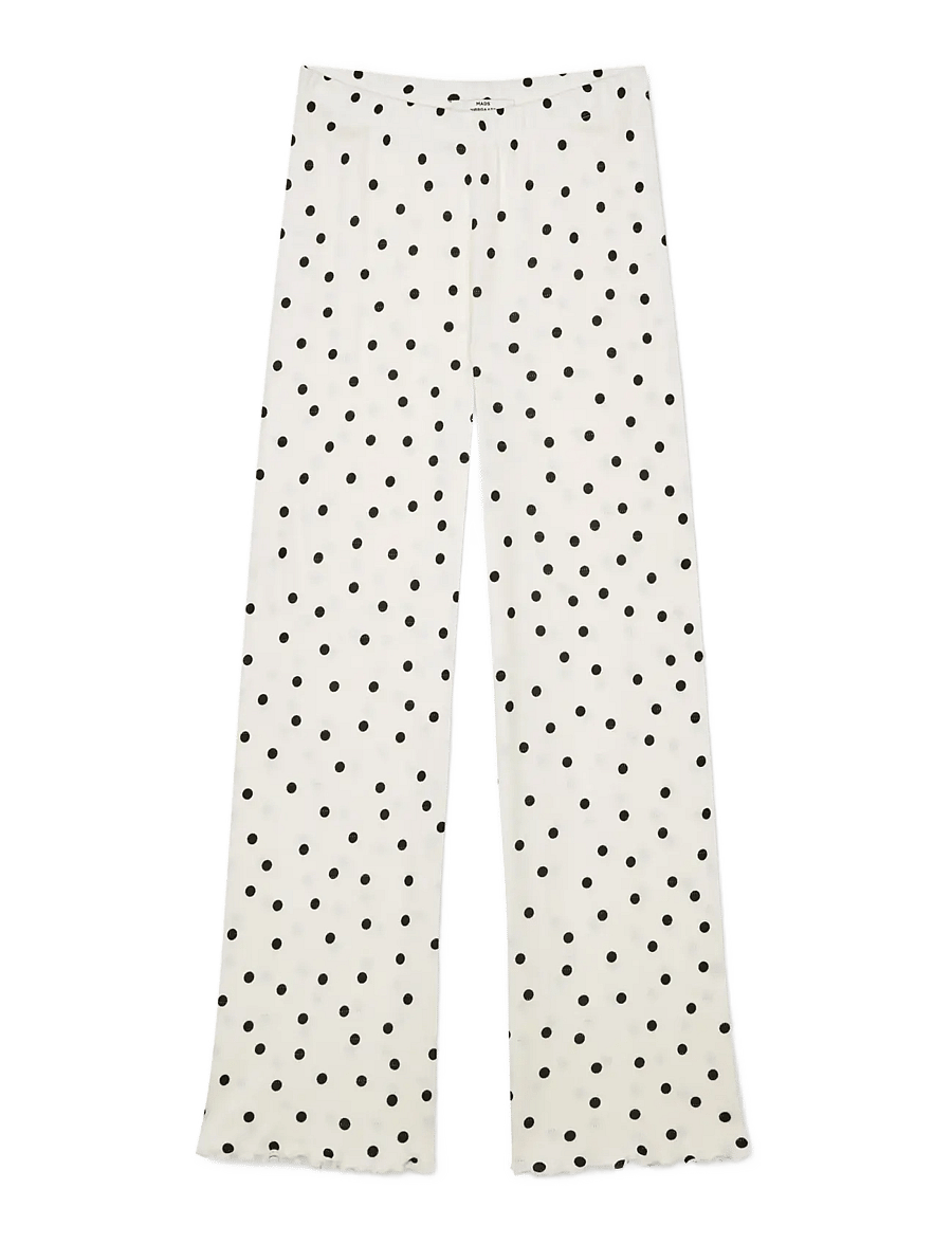 Mads Nørgaard - Pointella Volan Pants AOP - raka byxor - dot aop vanilla ice - 0