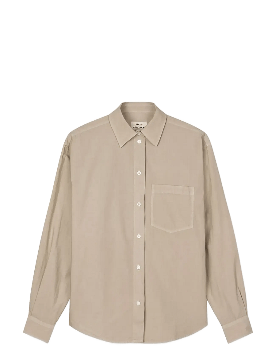 Mads Nørgaard - Crispy Poplin Carol Shirt - långärmade skjortor - plaza taupe - 0